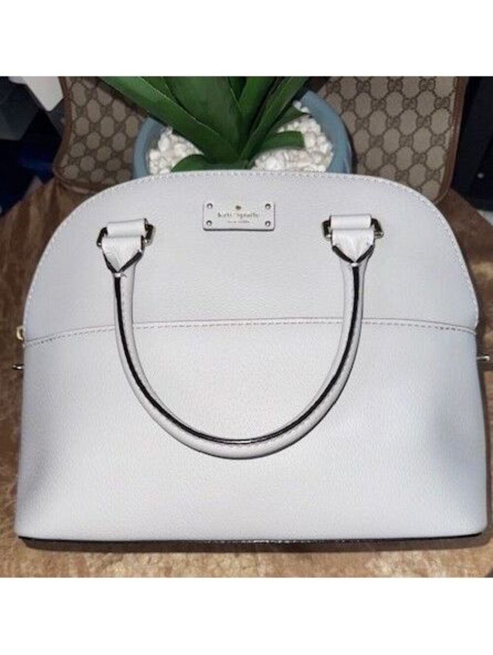 Kate Spade Grove Street Carli Dome Leather Bag (Grey)